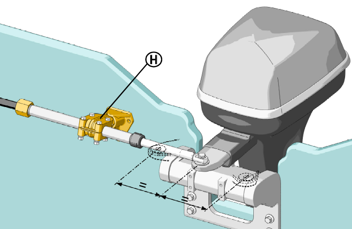 Montage étrier cable moteur hors bord bateau